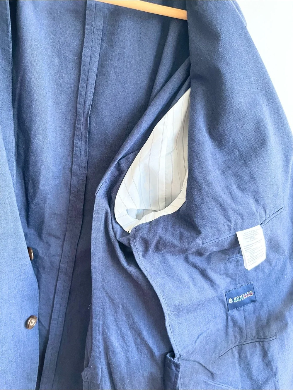 J Crew Mens Blazer Ludlow Unlined Somelos 44R Slim Navy Linen Cotton Summer